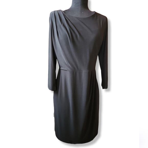 Chic USA-Made Tiana B. Black Dress: Zipper Shoulder, 3/4 Sleeves, Size Large - Picture 1 of 9